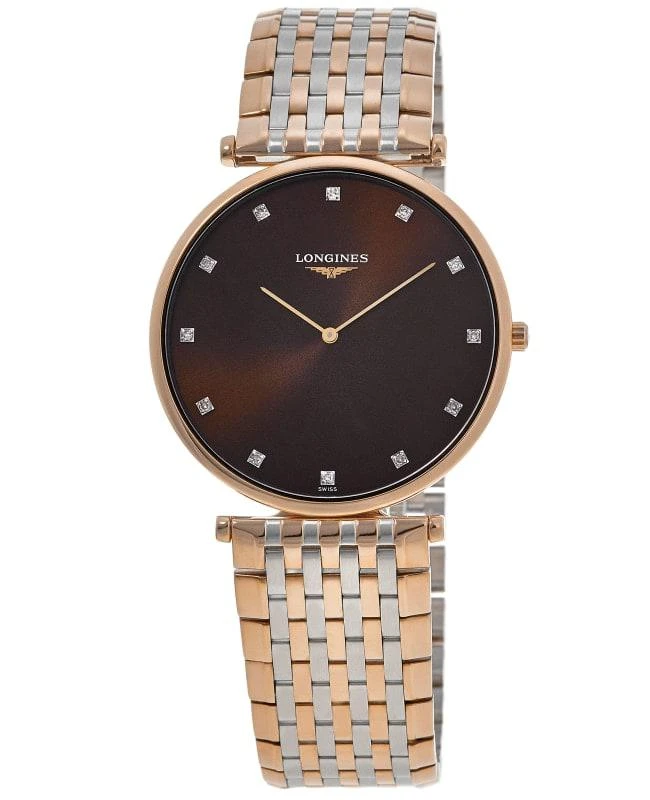 Longines Longines La Grande Classique Quartz Brown Diamond Dial Steel and Rose Gold PVD Women's Watch L4.766.1.67.7 1