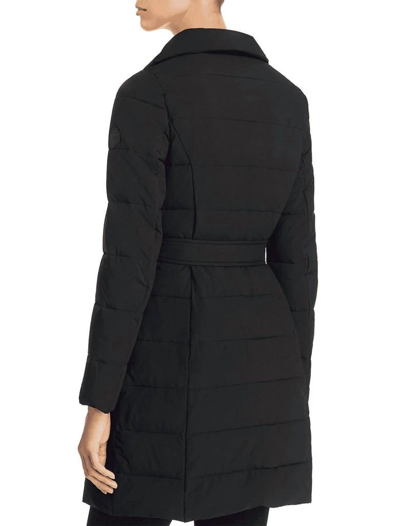 Tahari Asymmetrical Belted Stand Collar Puffer Coat In Black 2