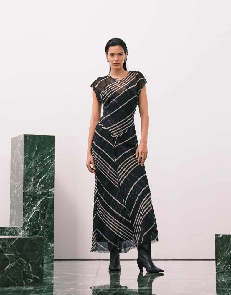 knee length dresses for ladies Rent Asos Design Flutter Sleeve Midi Dress In Corded Lace main image 0