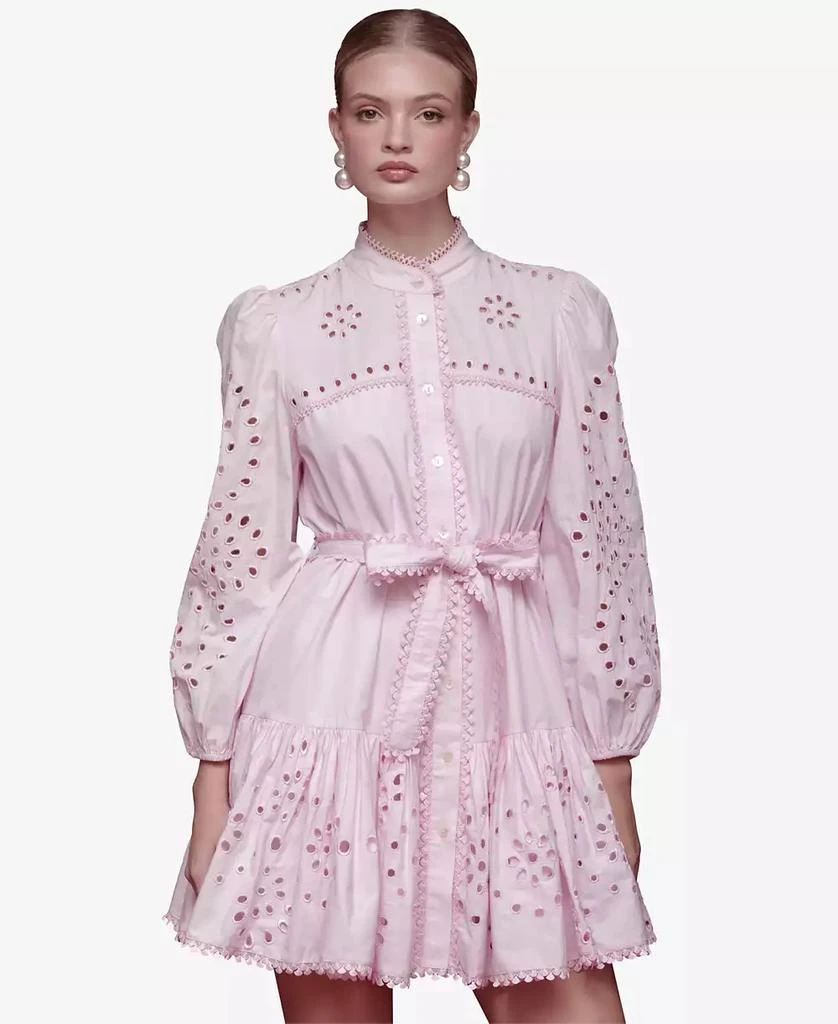 Avec Les Filles Women
s Eyelet Cotton Lined Shirt Dress 6