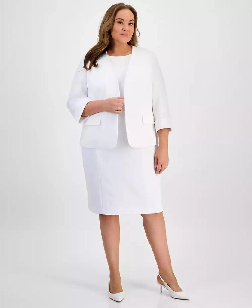 Kasper Plus Size Textured Open Front Blazer 2