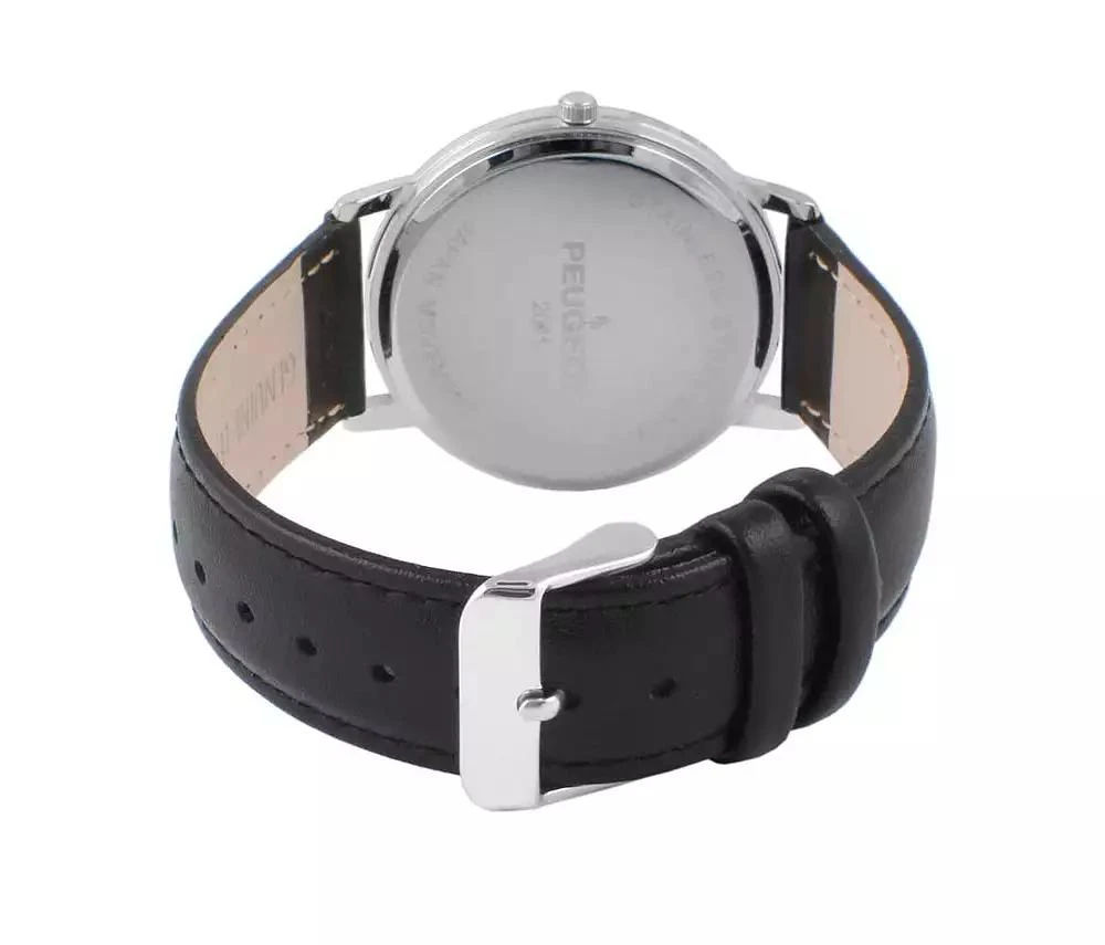 Peugeot Men's 40mm Blue Dial Vintage Remote Sweep Leather Strap Watch 2