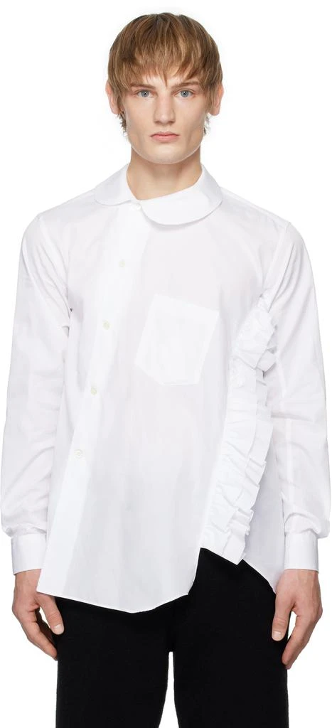 Black Comme des Garçons White Ruffled Shirt 1