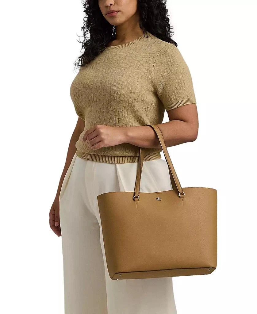 Ralph Lauren Karly Crosshatch Leather Large Tote 6
