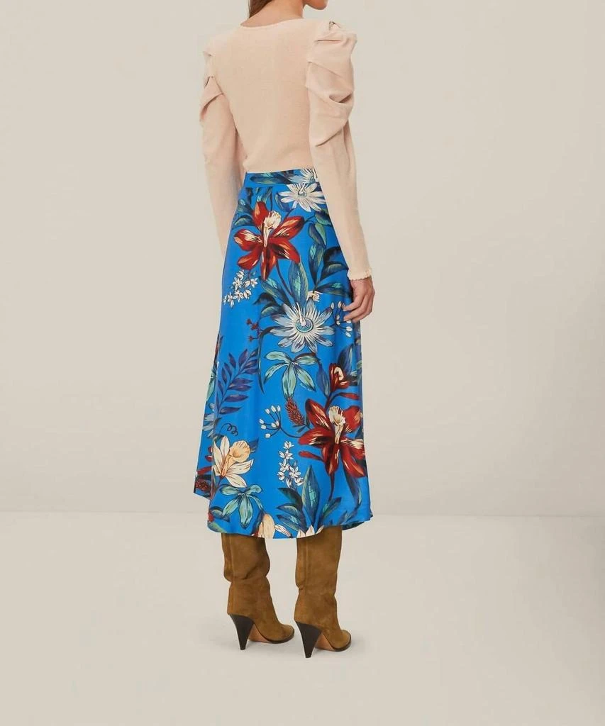 Farm Rio Surreal Flowers Midi Skirt In Blue 2