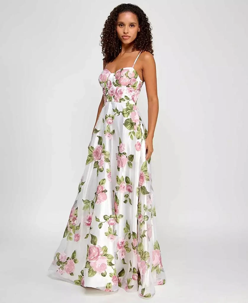 Say Yes Juniors' Rhinestone Floral Corset Sweetheart Gown, Created for Macy's 2