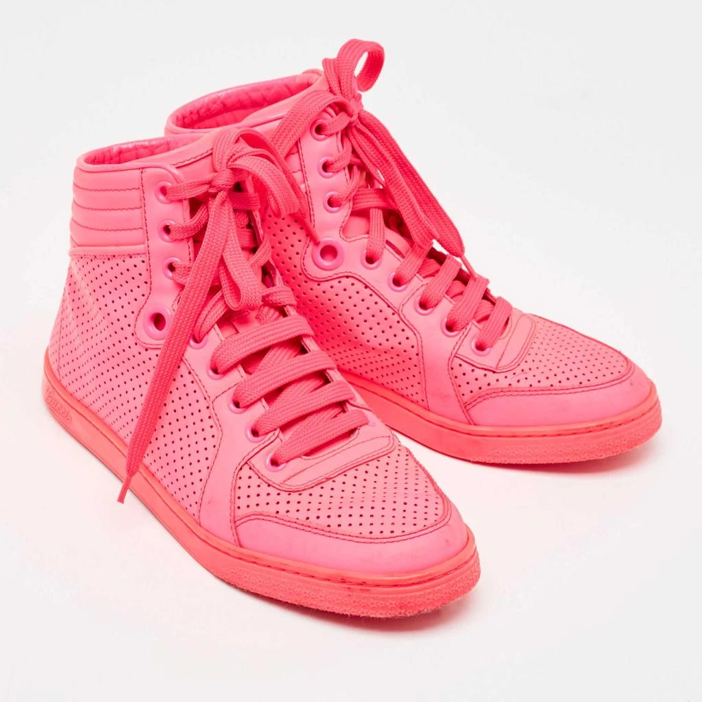 Gucci Gucci Neon Pink Leather Coda High Top Sneakers Size 36.5 4