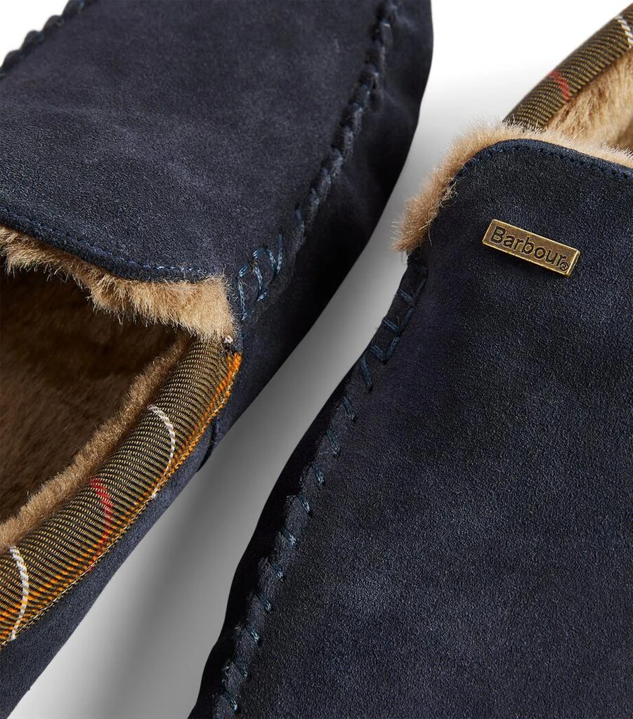 Barbour Suede Tartan-Trim Monty Slippers 7