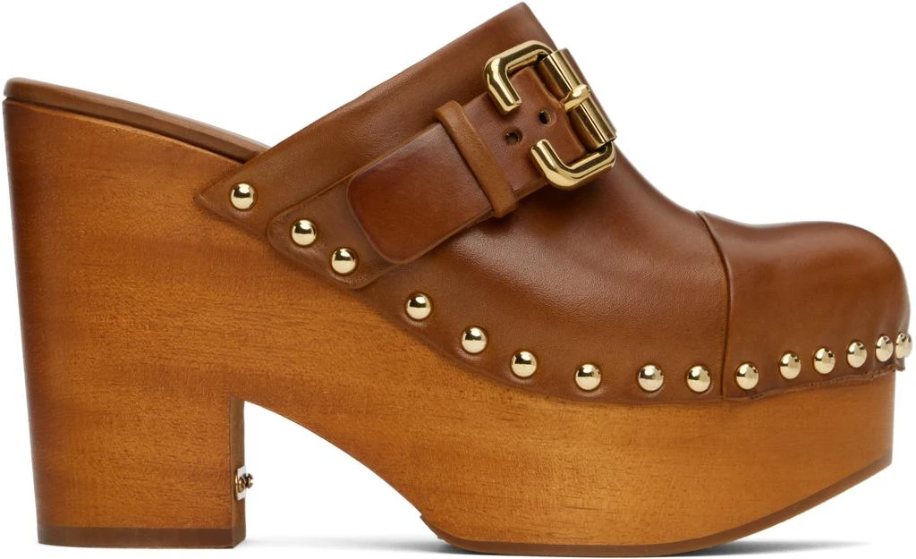 Chloé Brown Jeanette Wedge Mules 1