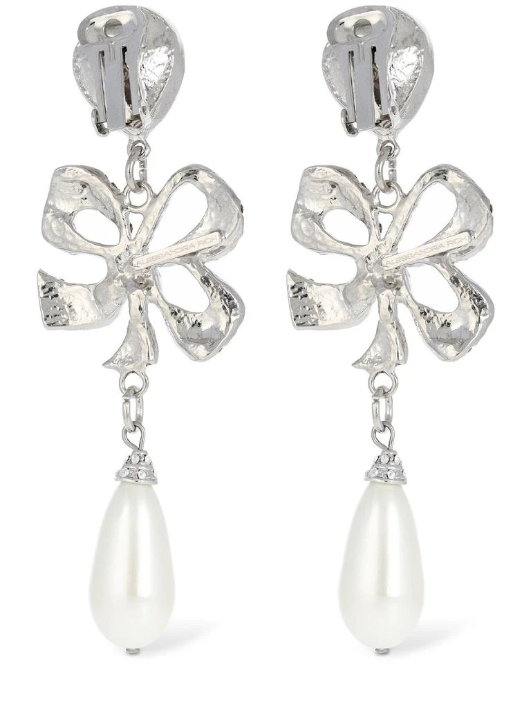 ALESSANDRA RICH Crystal Bow & Faux Pearl Earrings 3