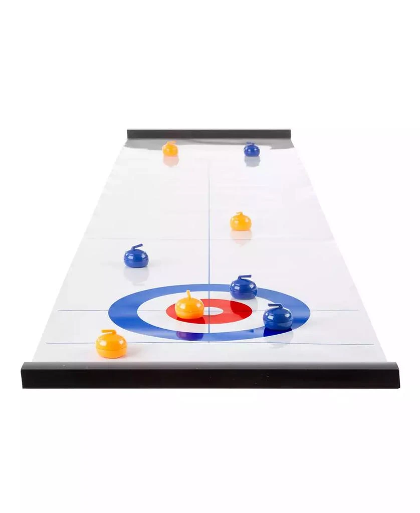 Trademark Global Hey Play Tabletop Curling Game - Portable Indoor Desktop Roll Up Magnetic Competition Board Game With Eight Stones 1