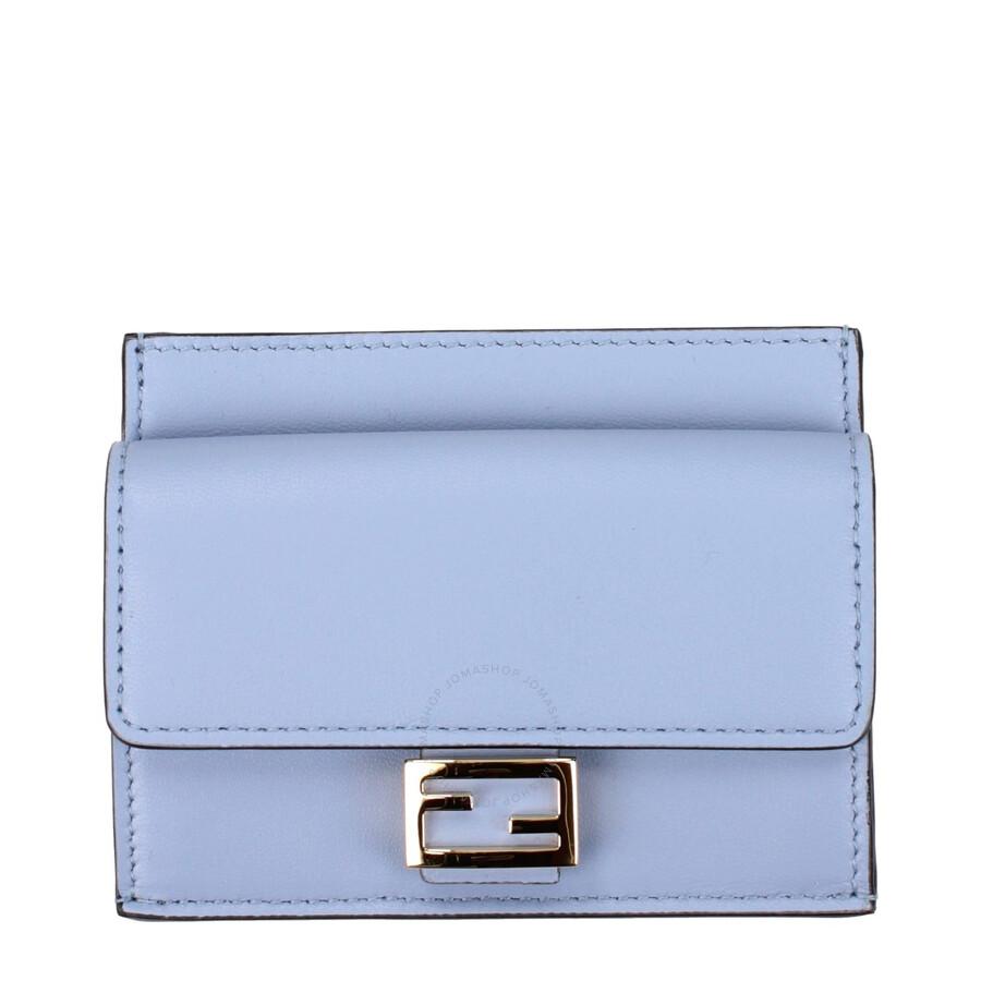 Fendi Fendi Leather And Denim-Effect Ff Jacquard Card Holder