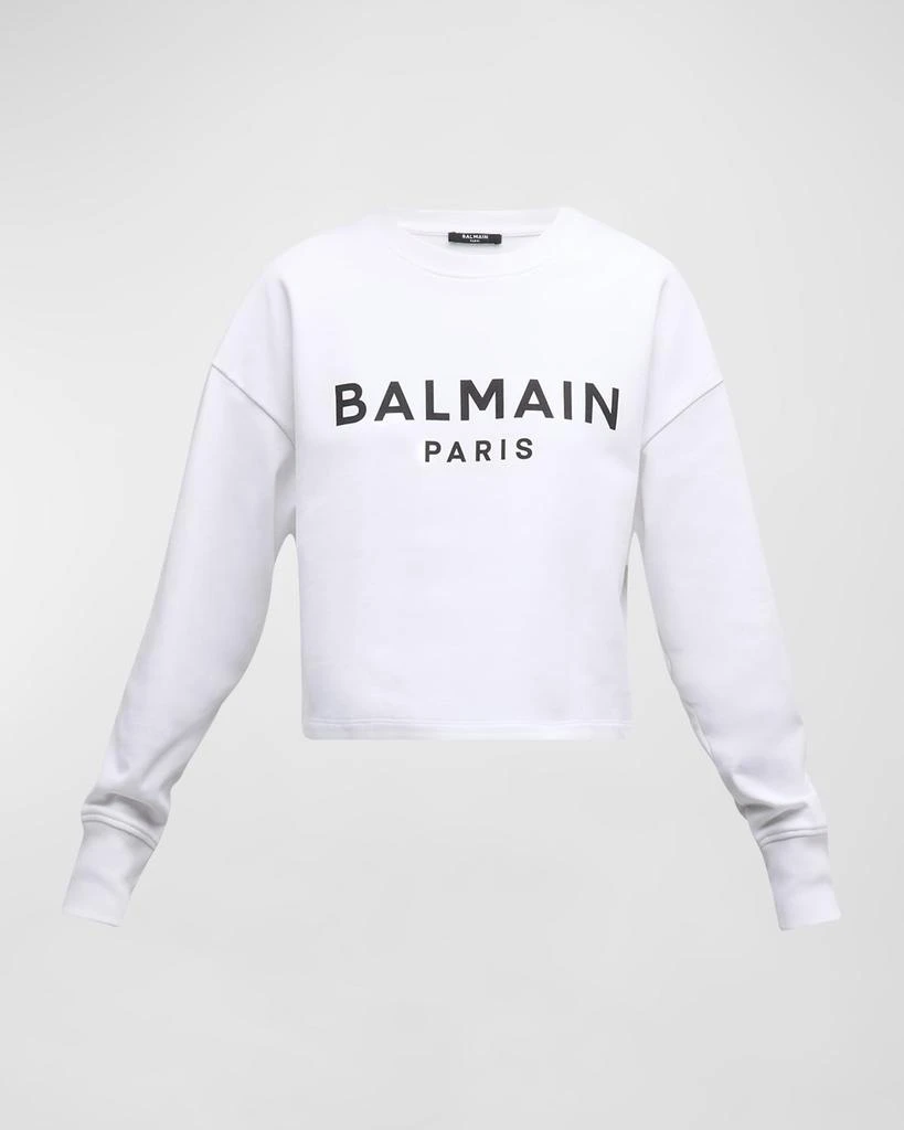 Balmain Logo Bulky Crop Sweatshirt 1
