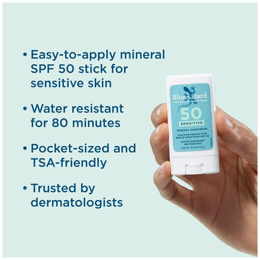 Blue Lizard Sensitive Mineral Sunscreen Stick - SPF 50+ Unscented 6