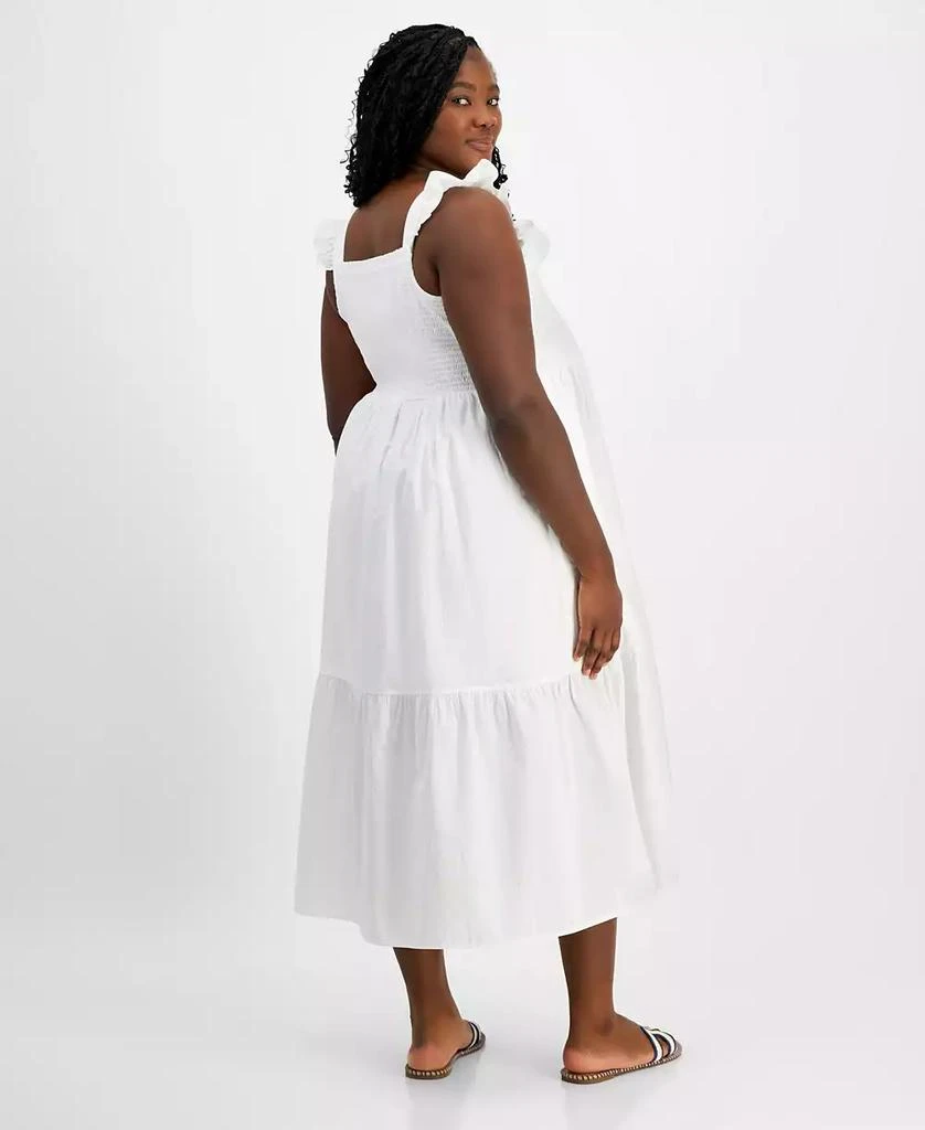 On 34th Plus Size Woven Solid Smocked Ruffled Midi Dress, Created for Macy's 4