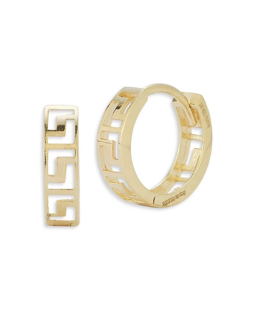 Moon & Meadow 14K Yellow Gold Greek Key Cut Out Huggie Earrings - Exclusive 1