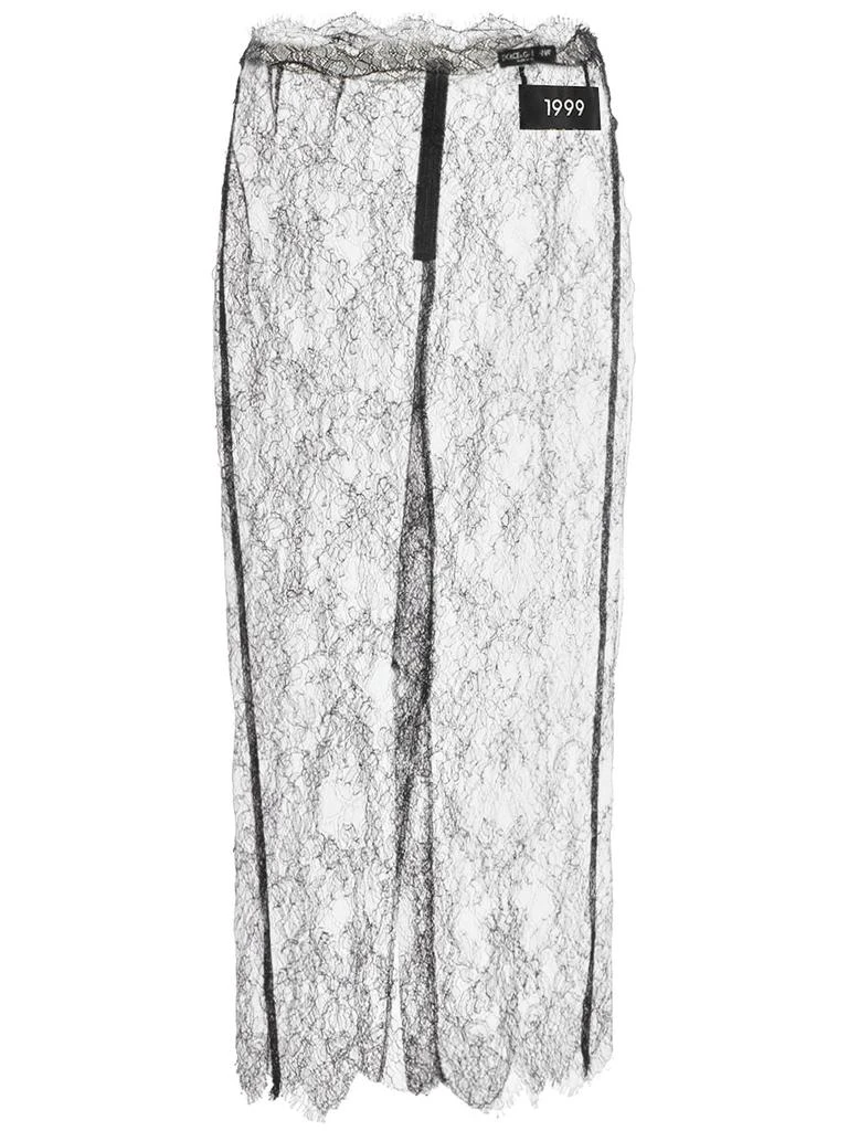 Dolce & Gabbana Chantilly Fil Coupé Lace Midi Skirt 5