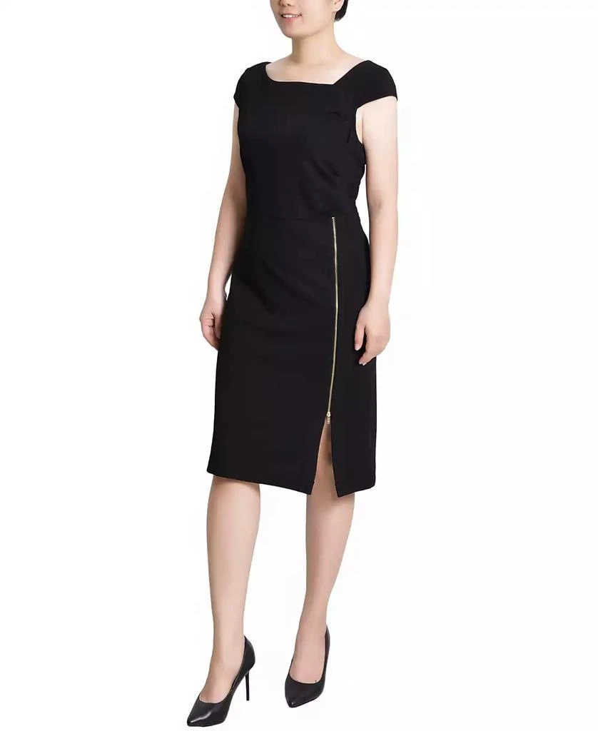 NY Collection Petite Cap Sleeve Exposed Zipper Dress 3