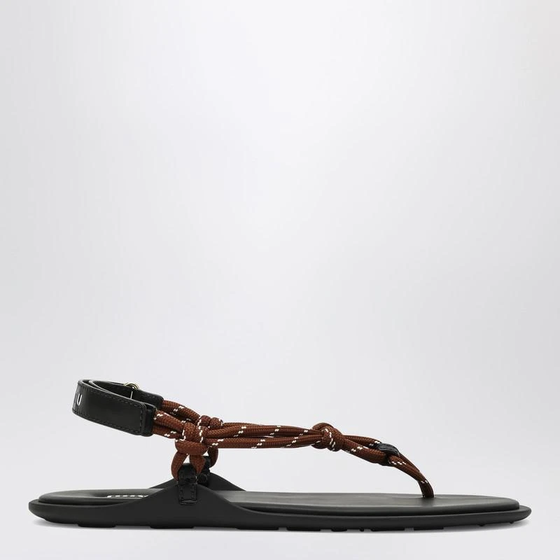 Miu Miu Tobacco-coloured Riviere sandal in rope and leather 1
