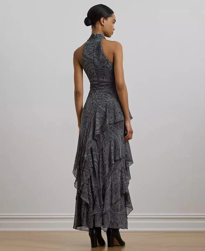 Ralph Lauren Women's Paisley Belted Georgette Tiered Gown 4