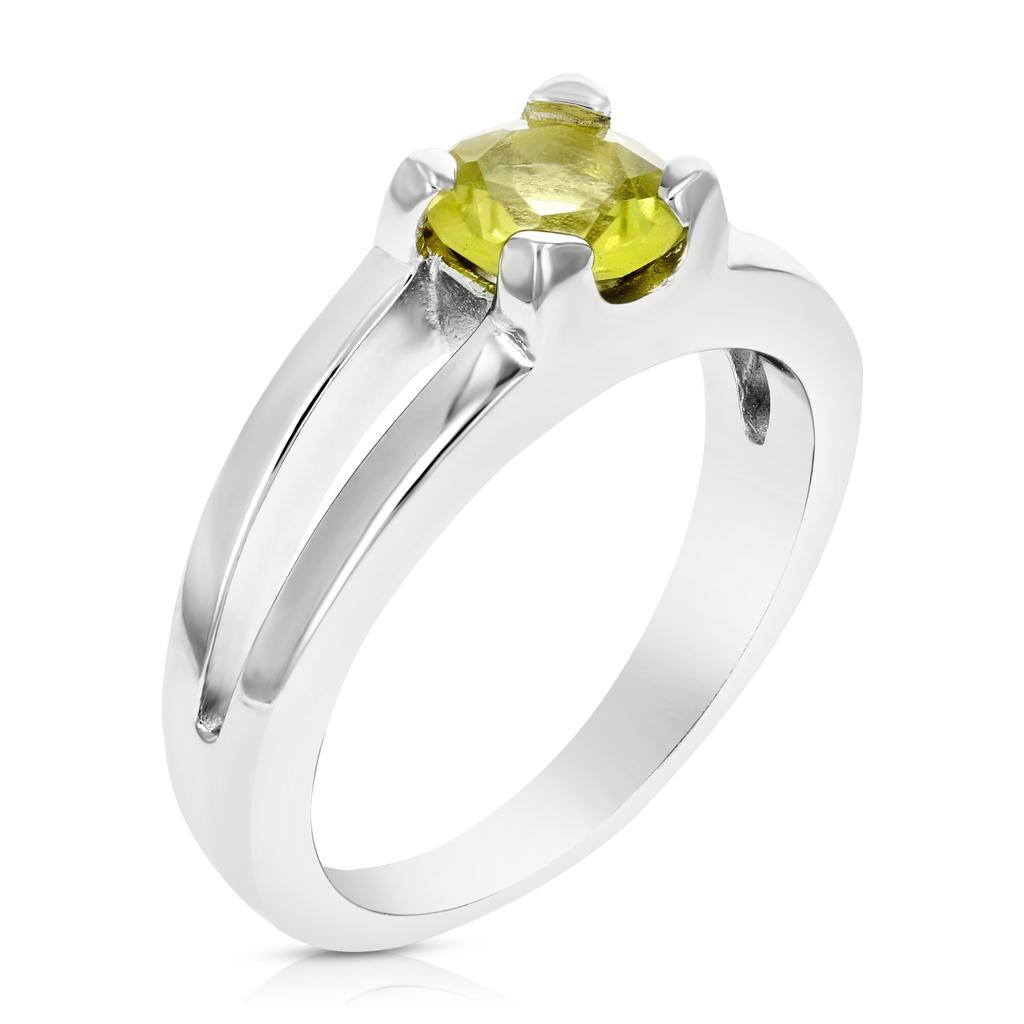 Vir Jewels 1/2 cttw Lemon Quartz Ring .925 Sterling Silver with Rhodium Round Shape 6 MM