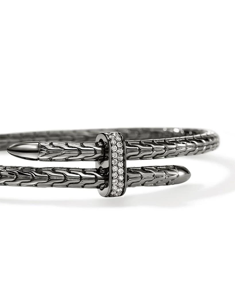 John Hardy Sterling Silver Spear Diamond Pavé Flex Bypass Cuff Bracelet 6