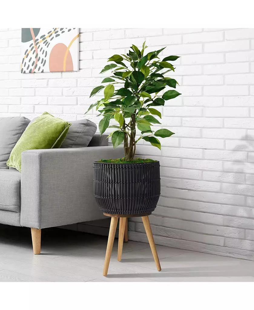 Casafield Planter Basket with Stand, Floor Planter with Wood Legs, Large Plant Pot Cover with Liner 3