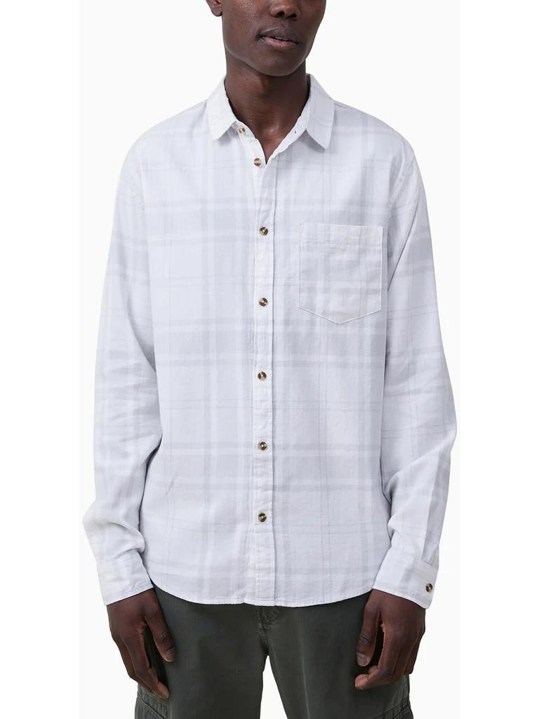 Cotton On Camden Mens Plaid Collared Button-Down Shirt 1