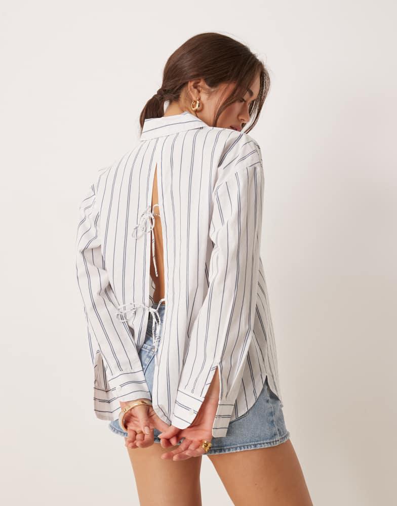 Abercrombie & Fitch Abercrombie & Fitch oversized poplin shirt in white stripe