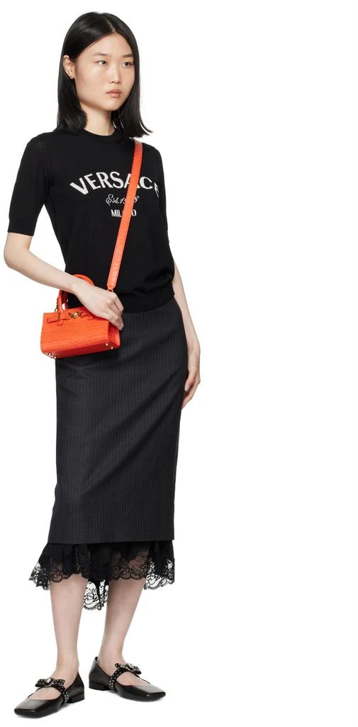Versace Orange Croc-Effect Medusa '95 Mini Bag 4