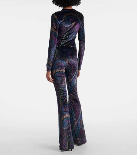 ETRO Printed high-rise velvet flared pants 3