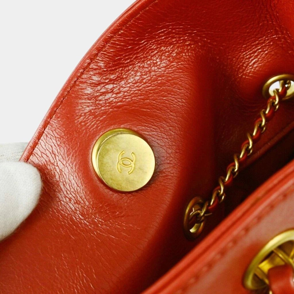 Chanel Chanel Red Lambskin Drawstring Tote Bag 4