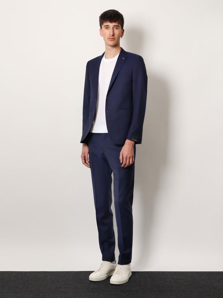 TAGLIATORE Virgin wool suit with removable iconic brooch