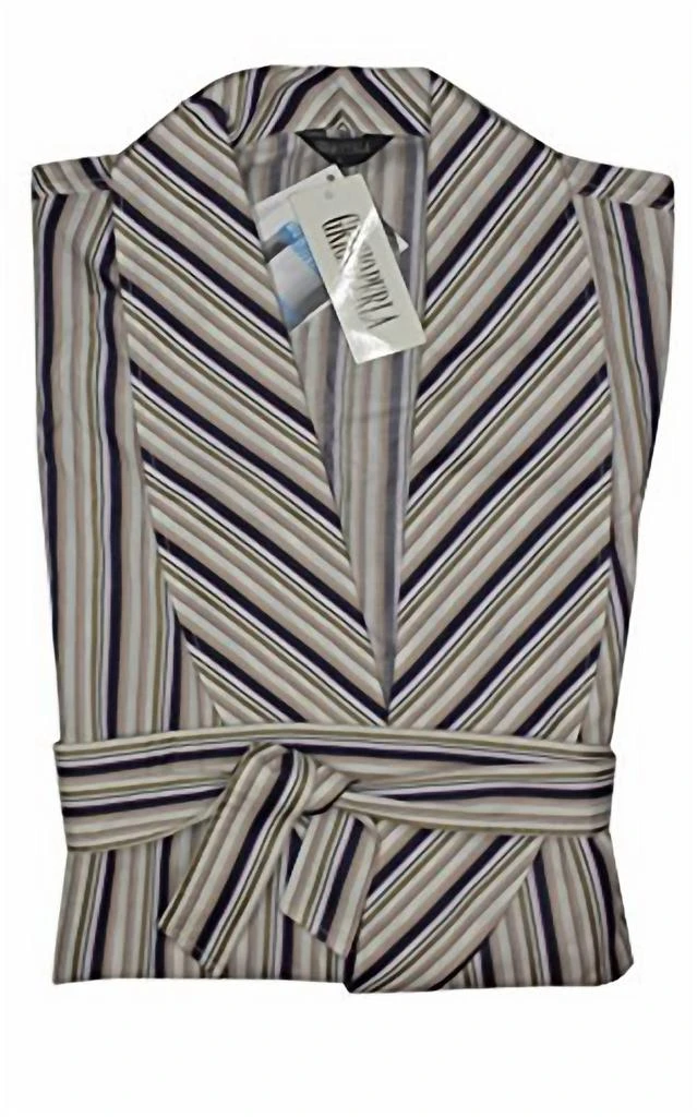 Grigio Perla Men's Striped Cotton Belted Robe 1
