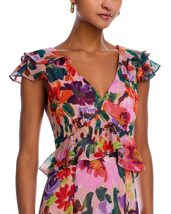 chinese dress ladies Flutter Sleeve Floral Asymmetric Maxi Dress main image 1