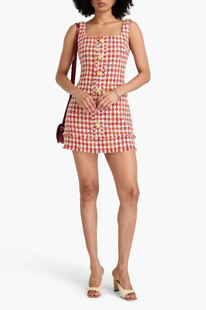 Cara Cara Evora fringed gingham tweed mini dress 2