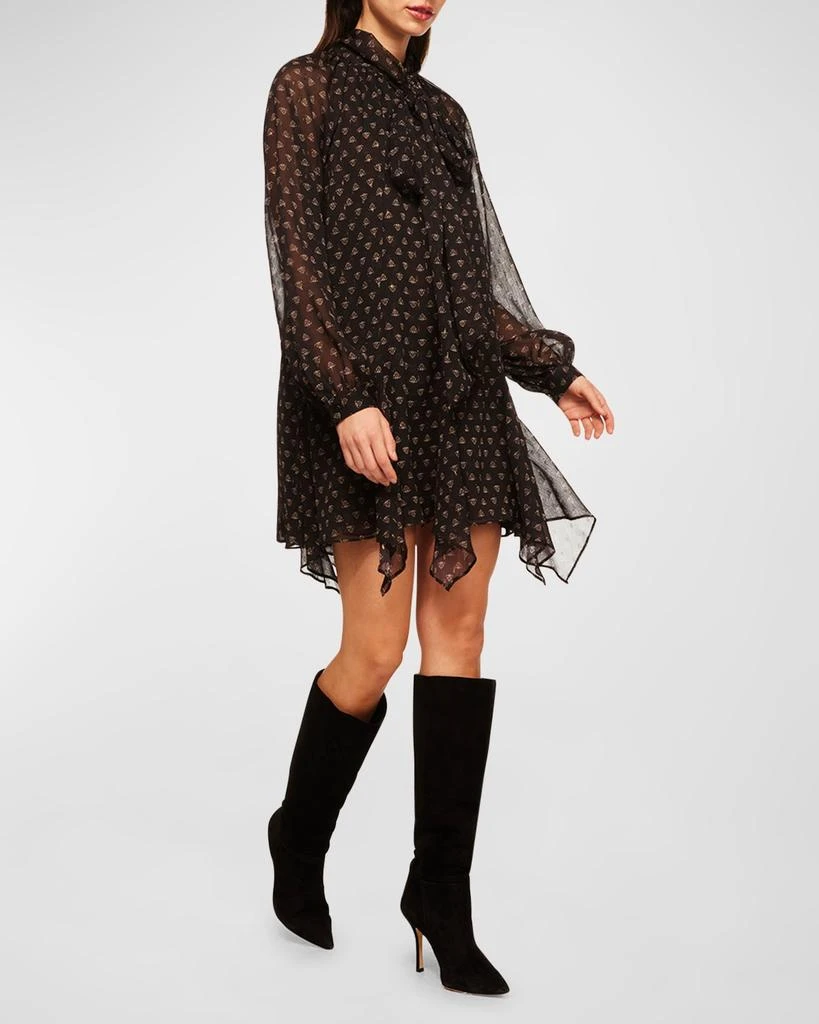 MISA Cindy Chiffon Tie-Neck Handkerchief Mini Dress 1