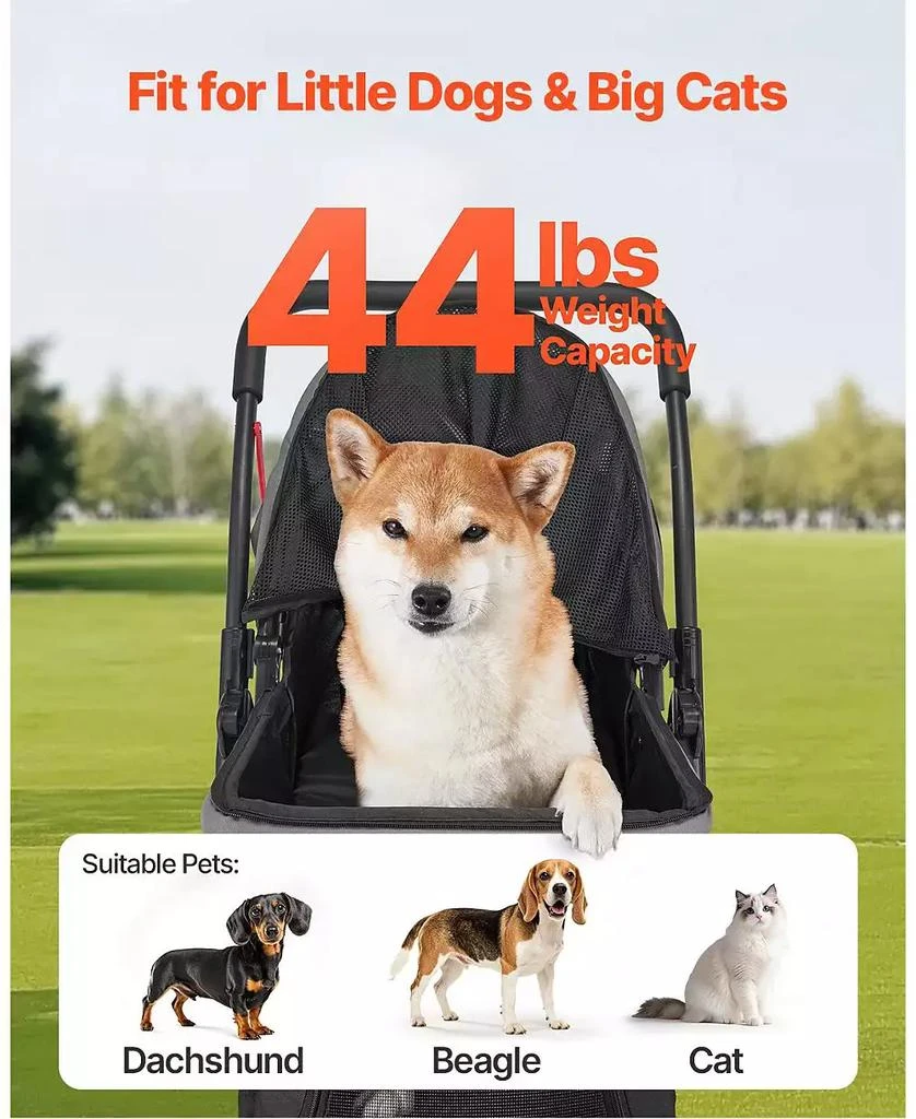COZITO 4-Wheel Pet Stroller with Reversible Handle, Holds up to 44 lbs 7