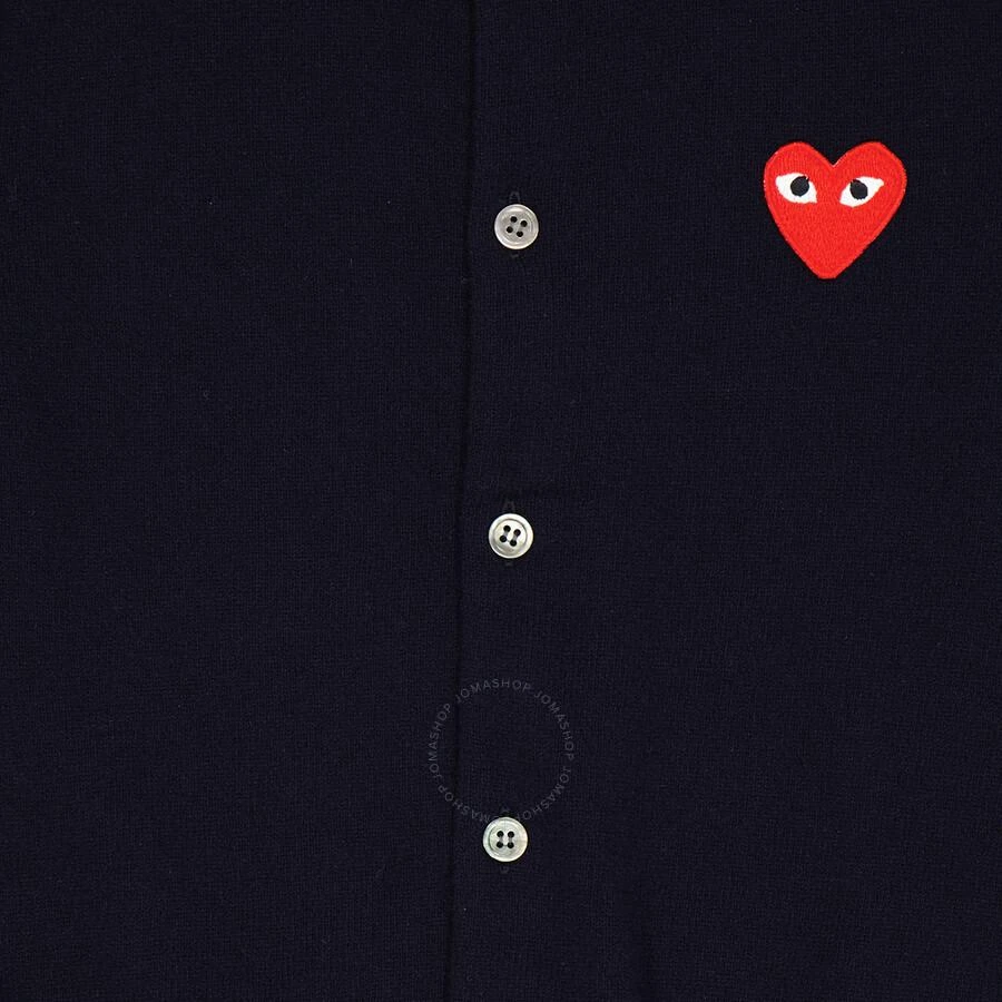 Comme des Garcons Ladies Heart Logo Cardigan In Navy 3