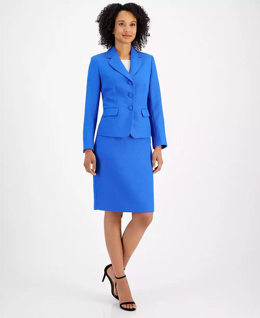 Le Suit Women's Textured Three-Button Jacket & Skirt Suit, Regular & Petite