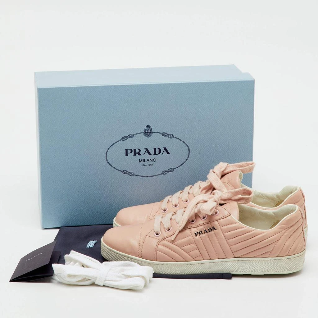 Shop Prada Blush Pink Quilted Leather Low Top Sneakers Size
