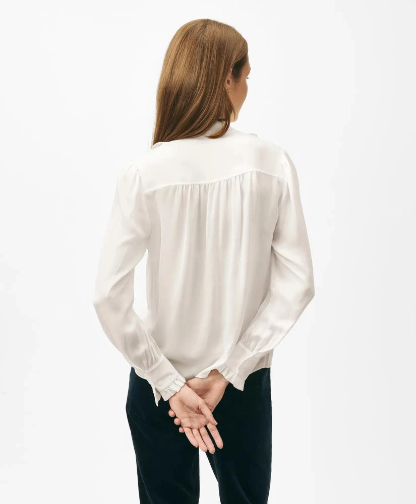 Brooks Brothers Ruffle Placket Tie-Neck Blouse in Georgette Silk 3