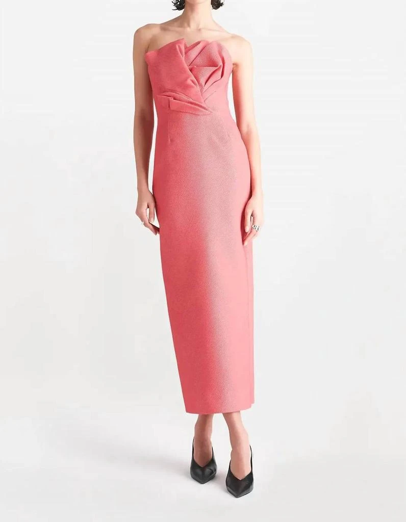 heavy satin bridesmaid dress Lela Rose Peony Embroidered Stretch Cotton Full Dress – Vermillion main image 1