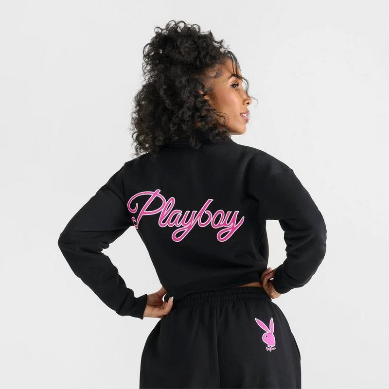 Playboy Women's Playboy Script Crop Quarter-Zip Sweatshirt 4