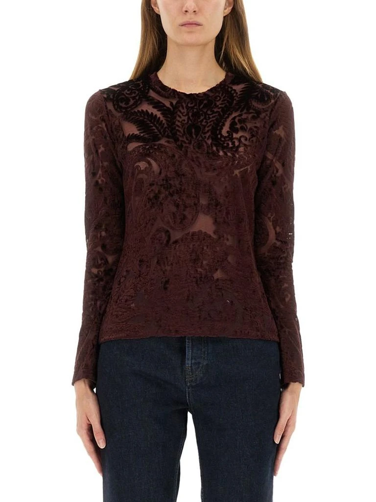 ETRO Etro Paisley Pattern Crewneck Velvet Top from Cettire