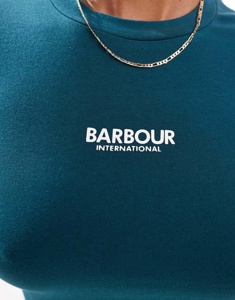 Barbour Barbour International Alani logo t-shirt in deep teal exclusive to asos