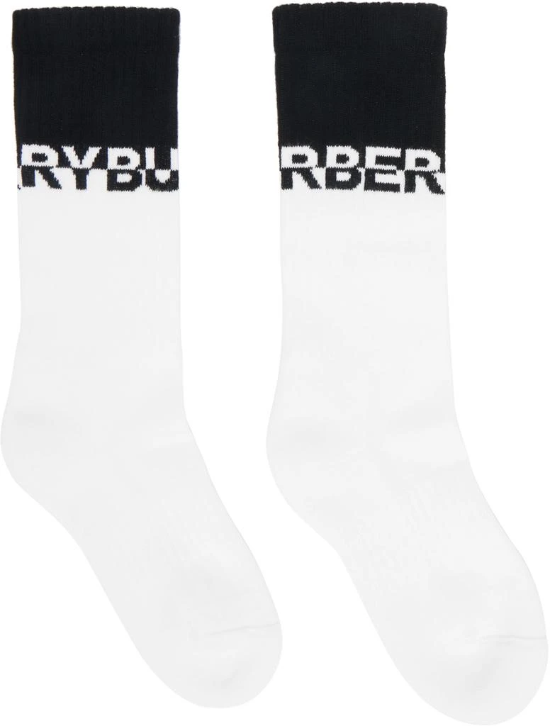 Burberry White & Black Logo Intarsia Socks 1