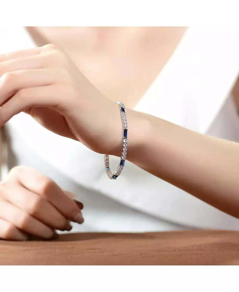 Genevive Sterling Silver White Gold Plated with Colored Cubic Zirconia Tennis Bracelet 2