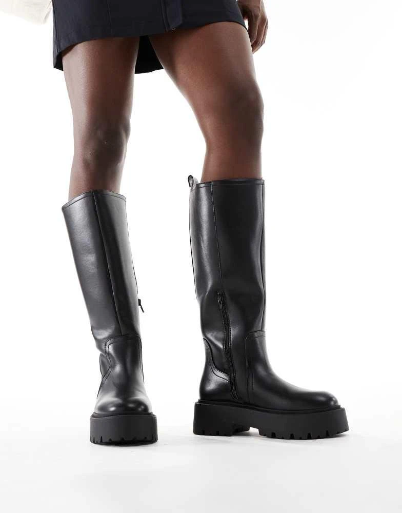 ASOS ASOS DESIGN Carmen chunky flat knee boots in black 2