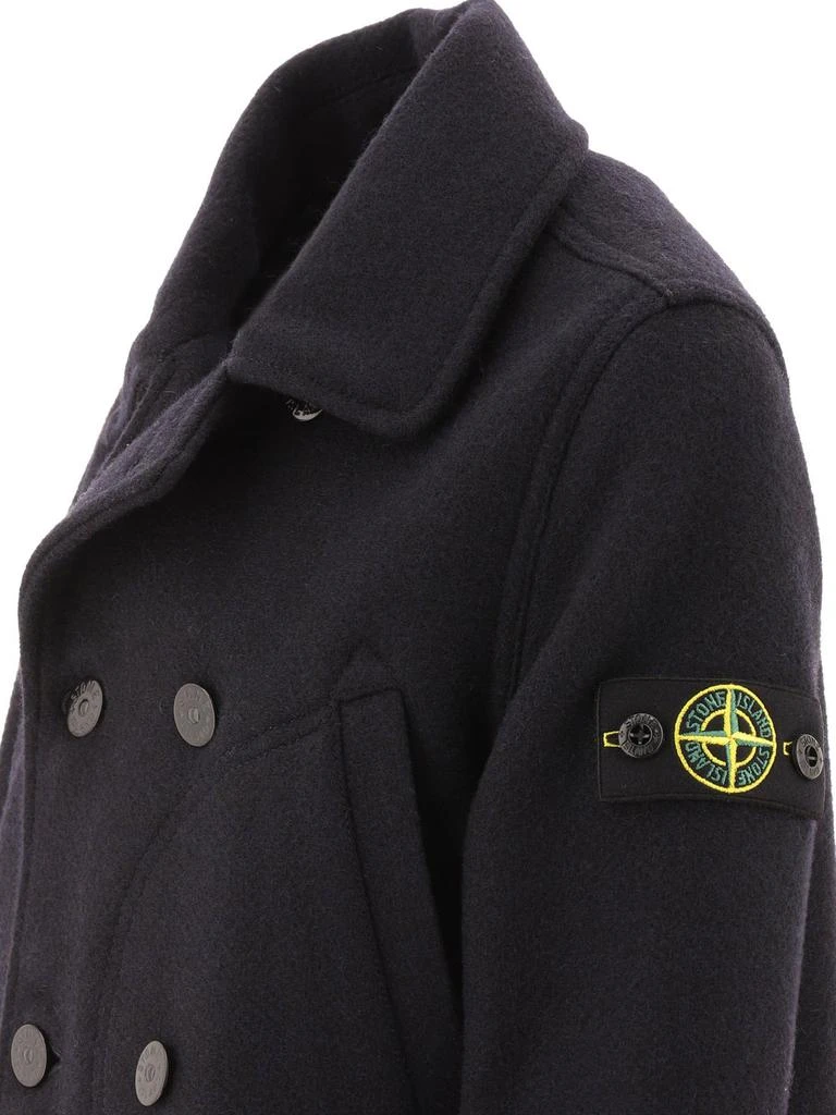 Stone Island Junior Stone Island Junior Logo-Patch Double Breasted Coat 3